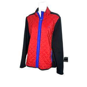 L-RL Lauren Active Ralph Lauren Women's Jacket Zip‎ Up Black Red sz XL